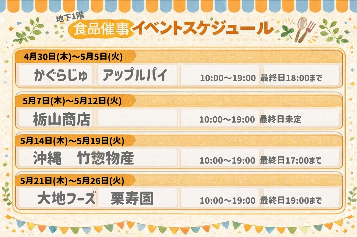 5月食品催事スケジュール
